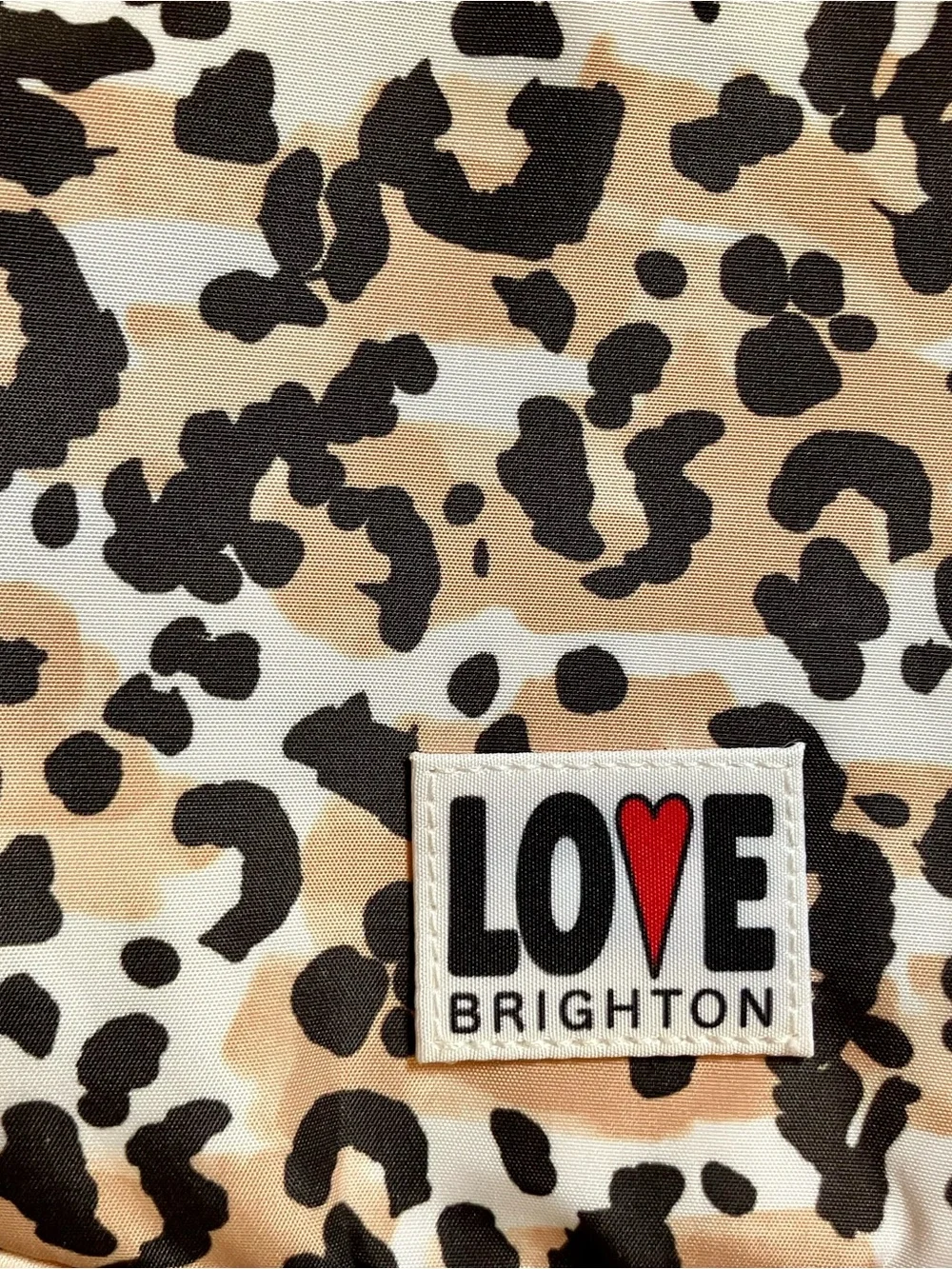 Brighton Love Crossbody Bag in Leopard Print with Black and Red Trim